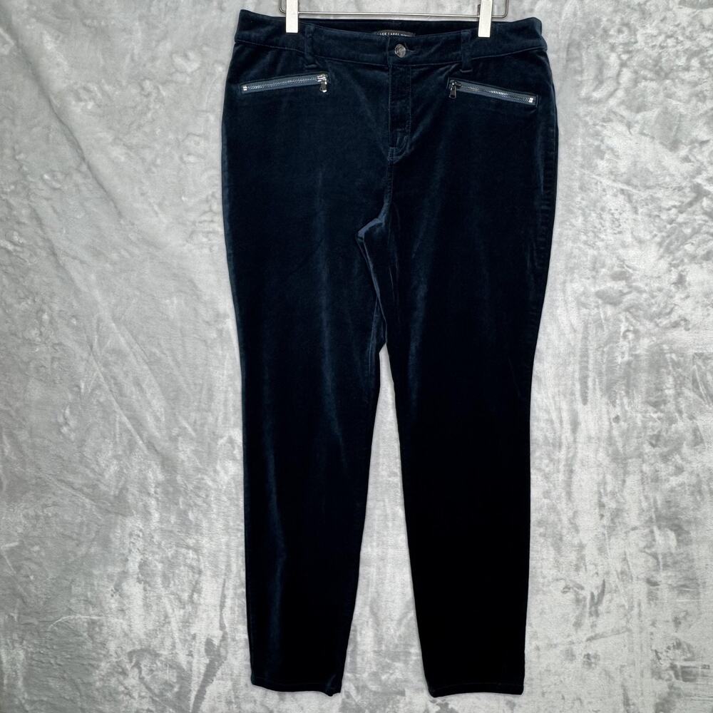 Chicos Black Label Velvet Jeans Womens 10 Peacock Blue Skinny Stretch Zip Pants